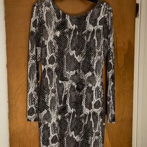 Snakeskin fitted long sleeve dress